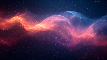 Wall Mural - A vibrant cosmic nebula glowing with waves of orange pink and blue light drifts through a field of distant stars evoking a sense of vastness and