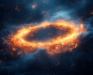 Wall Mural - A fiery cosmic ring glows amidst stars and nebulae in deep space