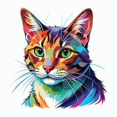 Naklejka na meble a colorful cat with green eyes on a white background