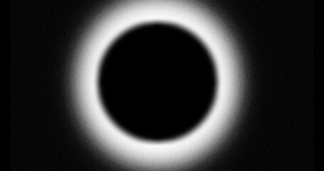 Wall Mural - abstract blurred grainy hole with pulsing halo, looped on black background