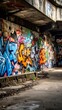 © Panarat - this image captures an urban scene with a wall covered in elaborate graffiti art