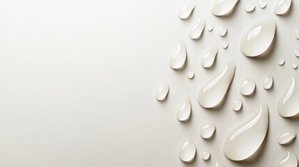 Wall Mural - Clear Droplets on a Smooth White Surface Creating an Abstract Background for Product Presentation