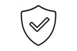 © Umy - Security shield with check mark. Vector line icon for protection and safety. Verified and approved badge concept. Guarantee, data privacy, antivirus, and quality control symbol.