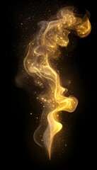 Wall Mural - golden smokes floating abstractly with dynamic lightning on a pure black backdrop for stunning art