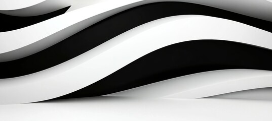 Wall Mural - Geometric Black and White Wavy Lines Pattern Abstract Background for Creative Design and Wallpaper