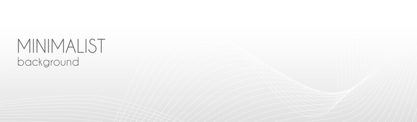Wall Mural - White abstract minimalist vector banner. Light neutral wavy lines business background, header