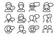 © GALA - People and speech bubble line icon bundle, outline symbols for communication, chat, dialogue, messaging, web design, app interface, advertising, vector cartoon illustration set