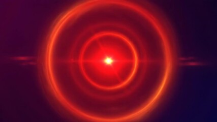 Wall Mural - A seamlessly looping video presents a fiery red circular flare radiating concentric rings outwards against a subtle gradient, evoking a powerful abstract energy field aura, technology, intensity