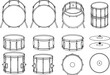 © Vector Sifat - Vector drum set illustrations, black outline musical instrument icons, percussion equipment collection, snare bass tom cymbal graphics, music band design elements