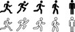 © Ajimul - Man stands, walk and run icon set. People symbol. Person standing, walking and running illustration.