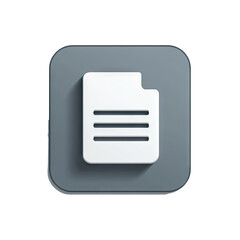 Gray square icon, a white document with three horizontal lines, depicts a file or document
