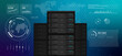 © bakhtiarzein - high tech digital dashboard featuring a server rack global data centers and cloud computing infrastructure web hosting big data and IT technology