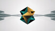 © 3D icon - Abstract Geometric Sculpture with Teal and Gold Accents