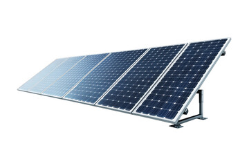 High resolution solar panels array stock photo for renewable energy projects, power generation, and green technology isolated on transparent background
