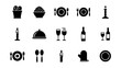 © Sunnn - Black and White Dining Icons with Food and Drink Elements Set