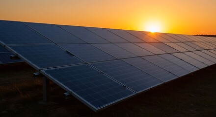 Solar panels sunset landscape