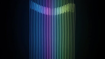 Wall Mural - A neon vertical grid pulsates with vibrant energy, creating a futuristic and dynamic seamlessly looping video grid, contemporary, pulse