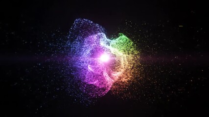 Wall Mural - Bright neon rainbow colors pulse and burst as an energetic light flare, forming a dynamic, seamlessly looping abstract pattern design, universe, smooth