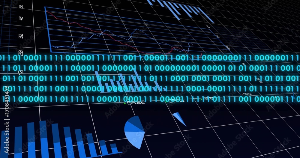 Ilustración de Stock Displaying glowing binary band overlaying grid ...