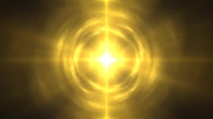 Wall Mural - Bright yellow abstract light beams flash and radiate outwards in a mesmerizing, seamlessly looping celestial burst digital, fluid, event