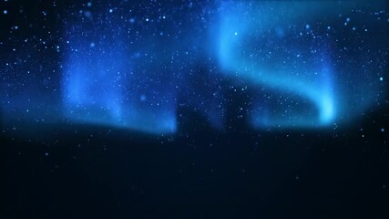 Wall Mural - Abstract blue and white glowing particles slowly merge and drift, creating a serene, seamlessly looping aurora borealis effect modern, commercial, peaceful
