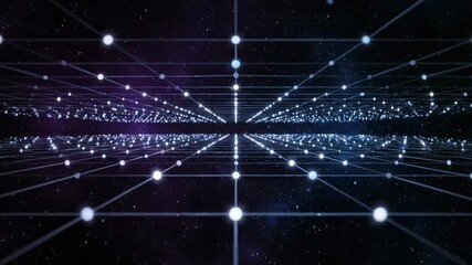 Wall Mural - Abstract Cosmic Grid System with Pulsating Light Nodes, Seamlessly Looping Video outro, energy, structure