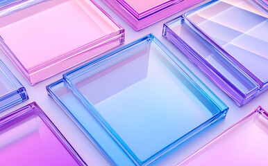 Wall Mural - Abstract Geometric Transparent Boxes