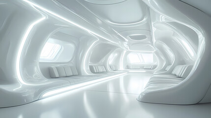 Wall Mural - futuristic white interior space design
