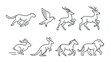 © Hanna - Vector silhouettes of fast animals on olive green background