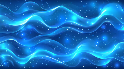Wall Mural - abstract blue wave pattern with sparkling stars