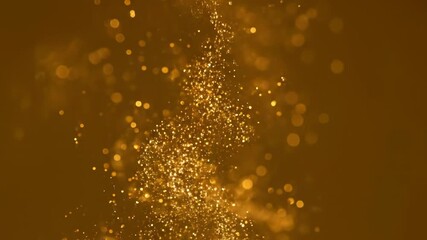 Wall Mural - A stunning seamlessly looping video showcases golden shimmering particles gracefully rising and dissolving, forming an ethereal and luxurious abstract light background luxurious, dust, wedding