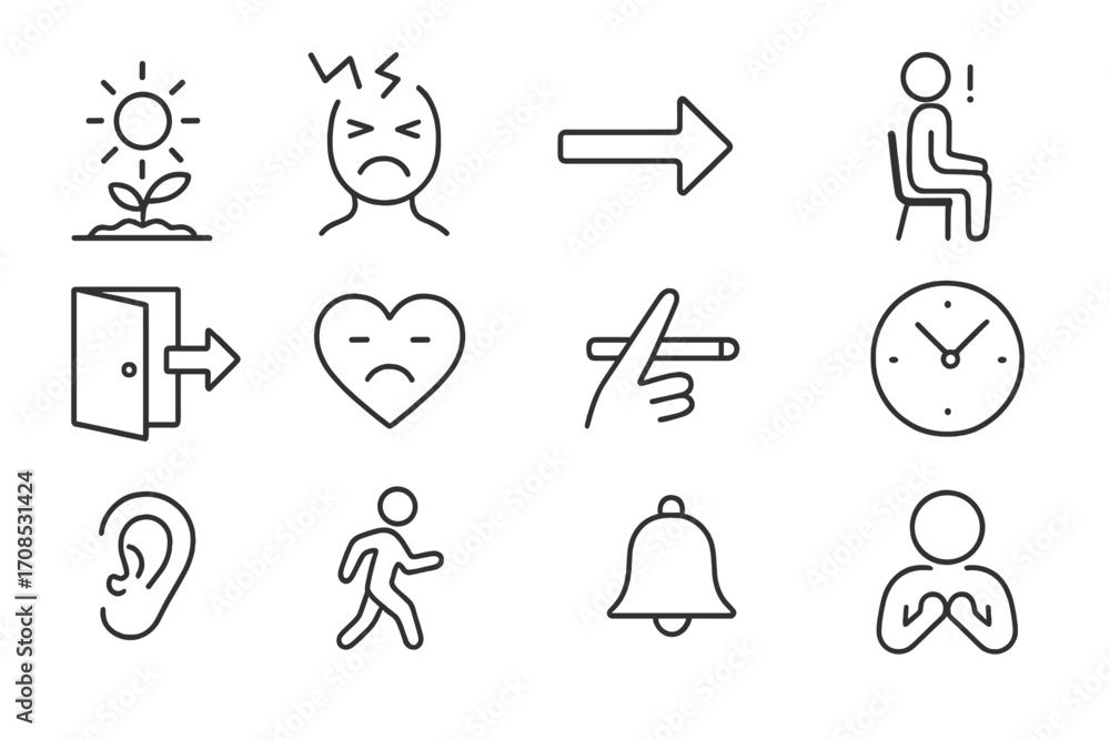 Behavioral Cue Icons. Line style icons of behavioral cues ...