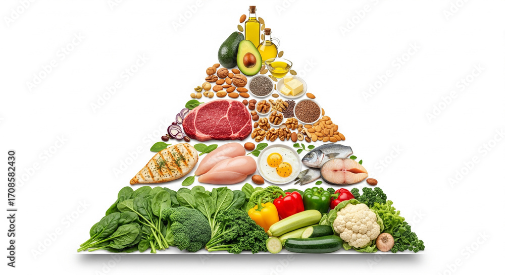 Triangular Foods Healthy Eating Guide: Triangular Food Pyramid of Fresh Produce, Protein ...