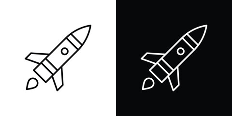 Canvas Print - Missile icon in line design. Editable stroke icons.