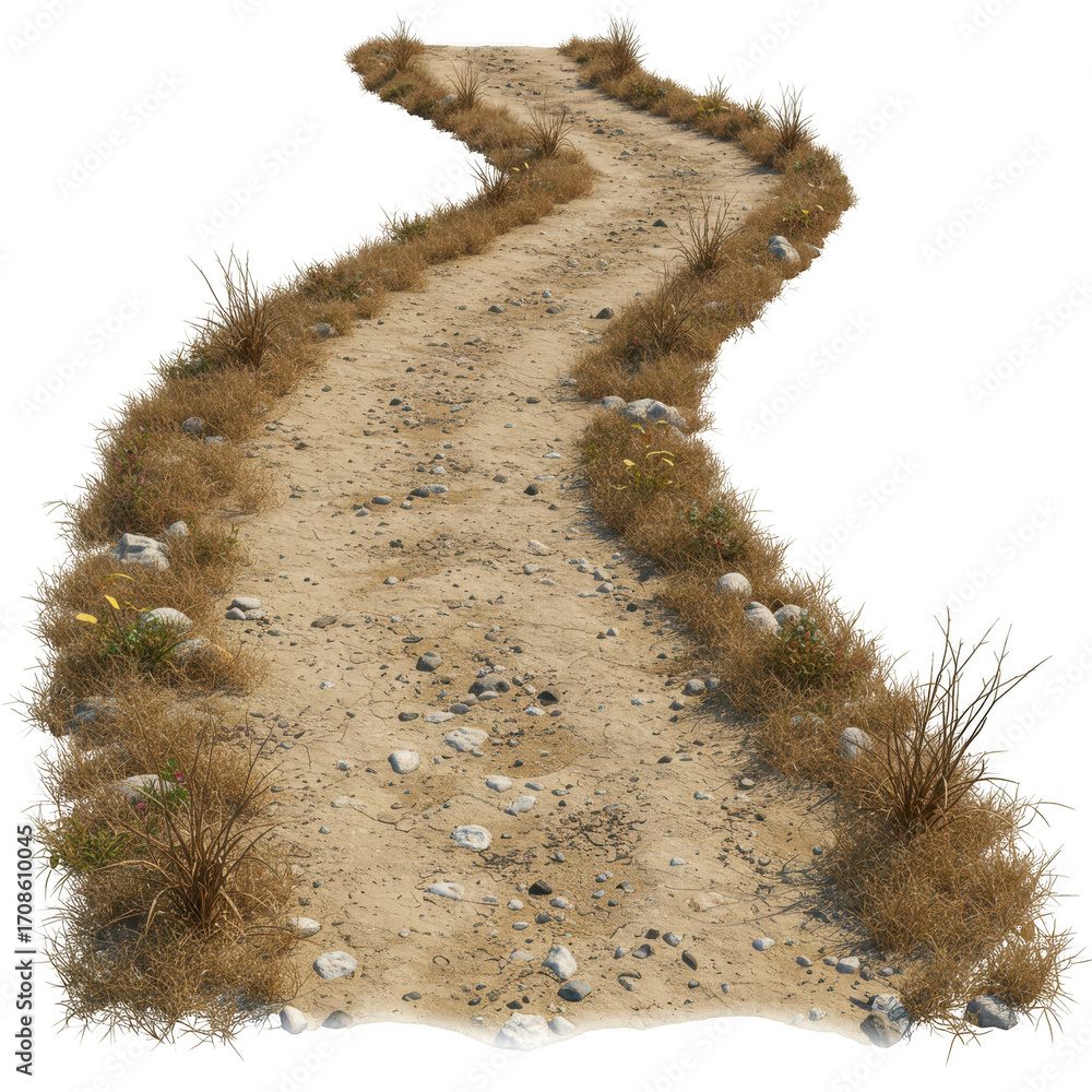 Winding dirt path through textured natural landscape outdoors scenic ...
