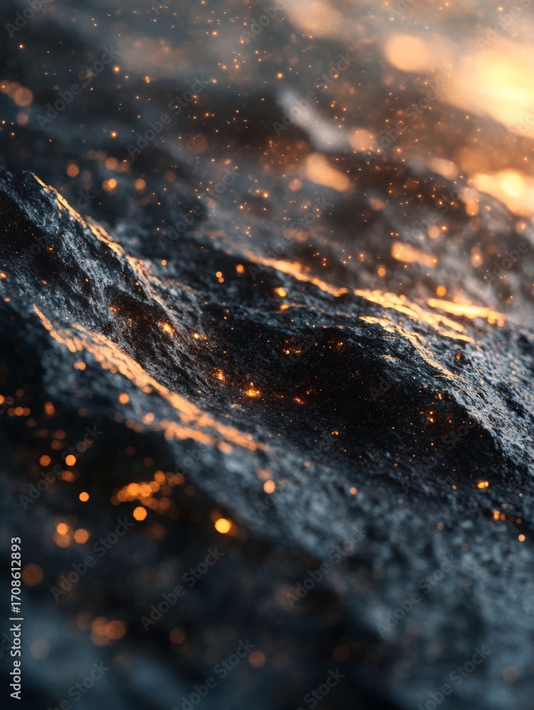 Flying Volcano Rocks Volcanic eruption, with sparks flying around the molten lava and rock ...