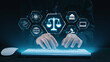 © InfiniteFlow - Futuristic digital law interface displaying justice scale, highlighting digital law, AI compliance, digital law systems, and digital law regulations for secure governance. Elide