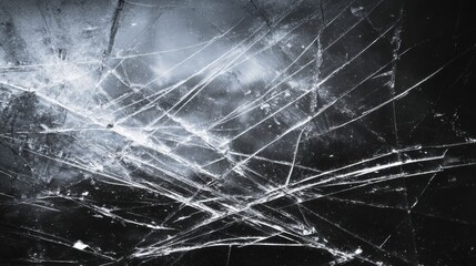 Elegant photo of white scratches on a black background. chaotic scratched glass.