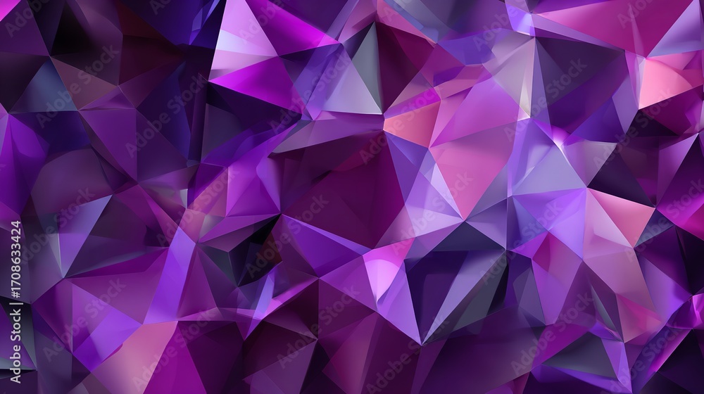 Abstract Background of Triangular Patterns in Purple Colors Low Poly Wallpaper