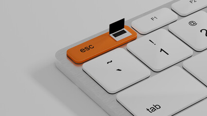 Escape key on computer keyboard highlights technology concept