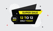 © Isuru - super sale 12 to 12 today only fifty percent off editable web banner vector template design dark black gray white yellow shapes light gray background modern promotion marketing offer