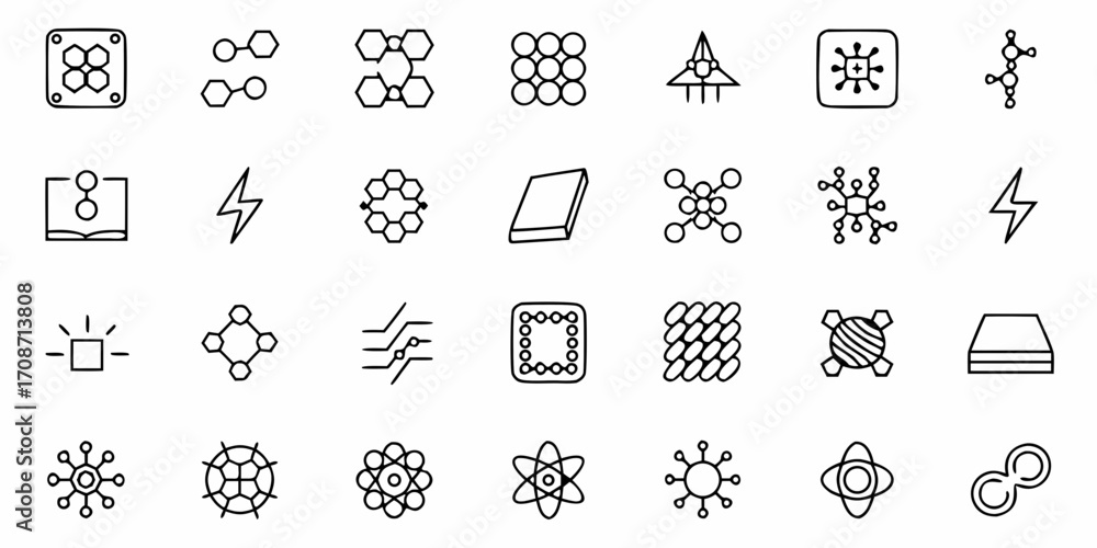 Structures In Science Icon Diverse collection of clean, modern science and technology icons ...