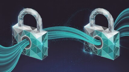 Secure network connections with blockchain technology concept, data protection and digital security, modern vibrant design for business