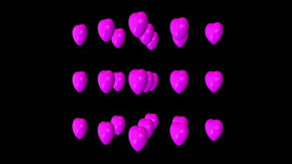 Wall Mural - 3D Love and Heart Shapes Rotating on Black Background | Romantic Abstract Animation for Valentine’s Day, Love, Relationship, Wedding, and Creative Projects