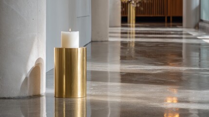 Wall Mural - Elegant minimalist candle arrangement in modern interior setting
