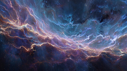 Wall Mural - an ethereal nebula in space, with swirling patterns of blue and purple light creating intricate shap