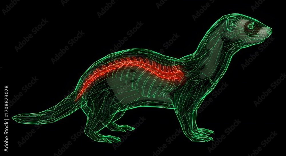 Ferret Skeletal Anatomy X-Ray: Detailed 3D Model of Musculoskeletal ...