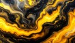 © Tukiran - Abstract art showcasing swirling black, yellow, and gold hues, with fluid patterns reminiscent of marble or fire