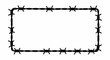 © yahya - Barbed Wire Frame Border Silhouette Isolated On White For Warning, Security, And Design Elements