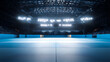 © Mcgui - Empty indoor sports arena with illuminated lighting and blue flooring